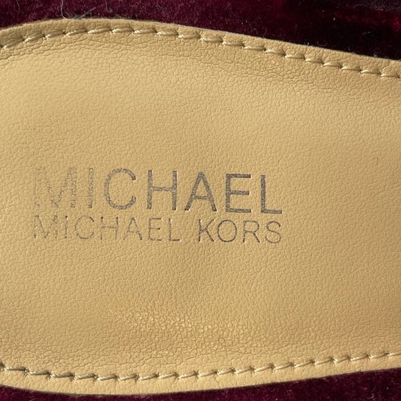 Michael Michael Kors Edie Embellished Burgandy Velvet Slides Size 7 - Picture 8 of 11